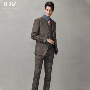 <span class=keywords><strong>Abito</strong></span> da <span class=keywords><strong>Uomo</strong></span> Vintage a Quadri Marroni in Lana Monopetto a Due Bottoni per Sposo <span class=keywords><strong>Abito</strong></span> da Sposa Formale Stile Business Britannico - Product Image 5