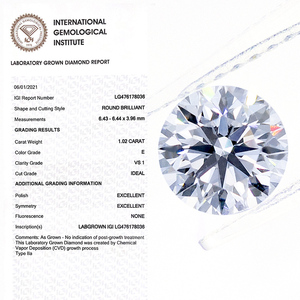 Messi Gems IGI E D VS1 <span class=keywords><strong>1</strong></span> <span class=keywords><strong>Carat</strong></span> Hpht <span class=keywords><strong>Diamant</strong></span> synthétique poli cultivé en laboratoire - Product Image 2