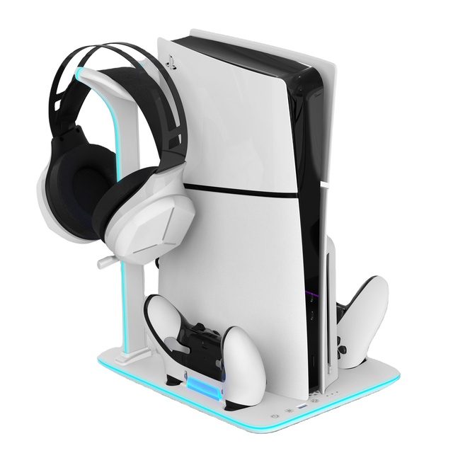 3 Level Cooling Fan Dual Controller Charging Station for  PS5 Slim  Console Double Sense Edge Controller