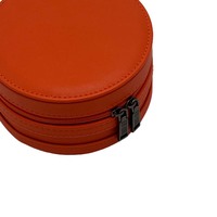Étui à bijoux de voyage personnalisé, boîte cadeau pour bijoux, organisateur rond en cuir PU avec fermeture éclair, vente en gros d'usine