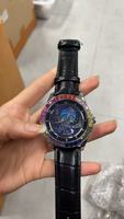 Montre automatique pour homme avec cadran diamanté ciel étoilé, lumineuse, étanche, bracelet en cuir de vache