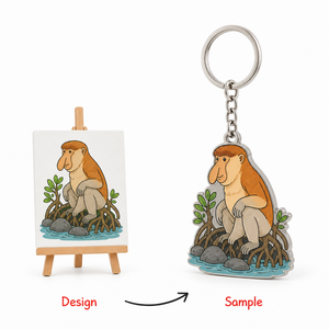 Llavero Metálico Personalizado Inspirado en la Mono de Cola Larga del Parque Nacional de <span class=keywords><strong>Bako</strong></span>, Diseño Artístico del Cliente, Recuerdo de la Vida Silvestre de Borneo - Product Image 1