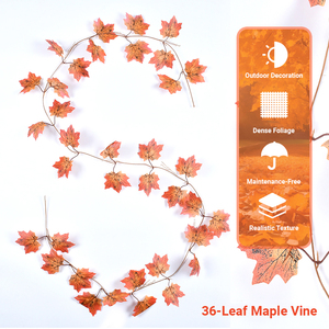 Guirlande de feuilles d'érable artificielles en soie de 245 cm, 36 feuilles, pour décoration d'automne, réaliste et naturelle, pour extérieur, remise de diplôme, fête des pères - Product Image 4