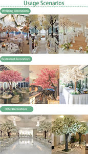 Bianco fiore artificiale albero curvo albero di legno finto ciliegio albero per ristorante Hotel decorazione casa fiore albero finto - Product Image 6