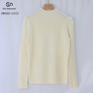 OEM ODM Design personalizzato maglia di base Pullover maglione da <span class=keywords><strong>donna</strong></span> Casual Top lavorato a maglia mezza costola dolcevita stagione invernale Logo anteriore - Product Image 5
