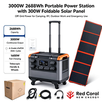 Kit de station d'alimentation portable 3000W 2688Wh, panneau solaire pliable 300W 6 voies, générateur solaire LiFePO4 pour la maison, le camping, les camping-cars et les situations d'urgence