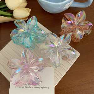 Nouvelles pinces à cheveux transparentes de 8 cm, motif fleur de frangipanier, avec carte, pour femmes et filles - Product Image 3
