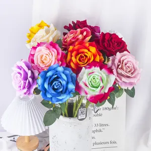 Vente chaude Blanc Soie Grande Rose Flores Fleur Artificielle Floral En Vrac Velours Roses Pour Mariage Bohème Décor À La Maison