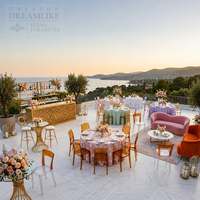 Ensemble de mobilier de luxe pour événements de mariage, solution de location tout-en-un pour fêtes, table de banquet, chaise transparente en PC, canapé, comptoir de bar, commande en gros