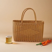 Boodschappenmandje van PP-materiaal, nieuwe Chinese stijl, handvat van wilgentakken, fruitmand, mandje voor boodschappen, Chinese knoopaccenten, handgeweven