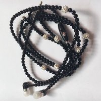 Nouveau Casque Tendance avec Microphone et Cordon de 1,2 m, Écouteurs Intra-auriculaires Universels en Résine de Silicone 3,5 mm, Collier de Perles, Commande Intégrée, Direct Usine