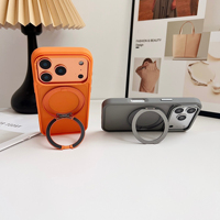 Étui de téléphone antichoc magnétique mat avec support rotatif en métal à 360° pour iPhone 15 Pro Max, coques de téléphone pour iPhone 18, 17, 16, 15, 14, 13