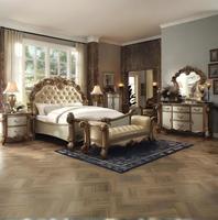 Schlafzimmer möbel im amerikanischen Stil Royal Furniture Antik Gold Schlafzimmer-Sets mit Leder kopfteil