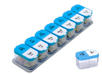 Boîte de rangement pour comprimés en plastique PP coloré, détachable, logo personnalisable, 14 compartiments, boîte à pilules hebdomadaire 7 jours