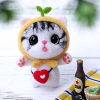 Fournitures de feutrage en laine bricolage artisanat dessin animé chat en peluche poupée chat en peluche animaux en peluche bricolage aiguille Kit de feutrage