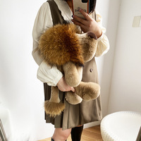 Grande peluche mignonne de lion roi en fourrure de lapin Rex véritable, cadeau original pour enfants
