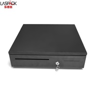 LASPACK Tiroir-caisse 12V 16 pouces avec 4 compartiments billets et 5 compartiments pièces, plateau amovible, clés et câble pour supermarché