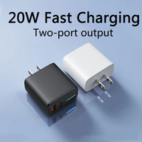 Chargeur mural USB double PD 20W + QC3.0 à chargement rapide pour iPhone et Xiaomi, prise US/EU, vente chaude