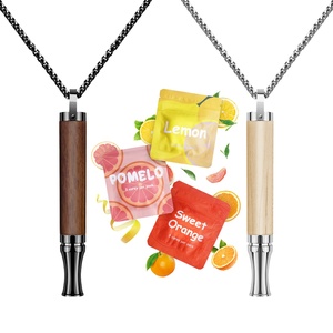 Collier de respiration anti-anxiété, collier pour arrêter de fumer, collier en bois et métal pour la pleine conscience, outil de contrôle des attaques de panique et de soulagement du stress - Product Image 1