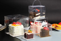 Boîte Transparente de Luxe Personnalisée pour Gâteau d'Anniversaire, de Pâtisserie ou de Dessert, Petit Format Jetable de Quatre Pouces en Plastique