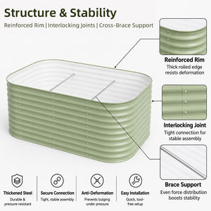 Kit de jardinière surélevée carrée SEEYES de 34 pouces, jardinière en métal galvanisé de 4x3 pieds avec support personnalisé OEM, directement de l'<span class=keywords><strong>usine</strong></span> - Product Image 5