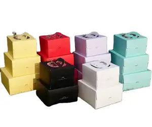 손잡이와 다양한 스타일 접이식 판지 디저트 스낵 컵 케이크 상자