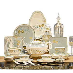 Ceramic Bone China Tableware <strong>Set</strong> Nordic Minimalist Plant <strong>Microwave</strong> Safe Light Luxury Souvenir Gift Bowl Plate <strong>Set</strong> - Product Image 1