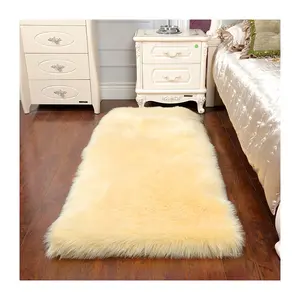 Nouveau tapis moelleux doux et antidérapant à usage domestique tapis en peau de mouton en fausse fourrure blanche