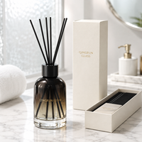Diffuseur à bâtonnets de parfum en verre cylindrique vide, couleur ambre dégradée, design personnalisé, décor coloré, 200 ml