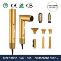 Styler à air chaud interchangeable 6-en-1, sèche-cheveux électrique multifonction, moteur BLDC, poignée pliable, concentrateur haute vitesse