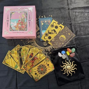 Jeu de tarot Black Sun Rider Waite Deluxe avec plumes, ensemble complet, imperméable, jeu de divination avec pochette à plumes, accessoires en tissu - Product Image 4