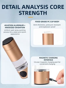 زجاجة مياه هيدروجينية ذكية OEM بتركيز 5000 جزء في البليون، محمولة مع مولد تحليل كهربائي SPE PEM للترطيب اليومي - Product Image 5