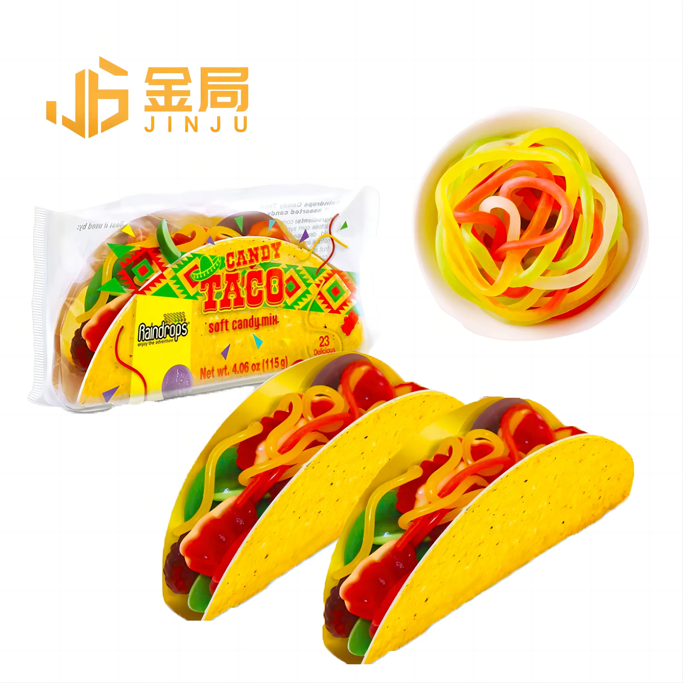 Custom multi-shape mixed gummies Mexico burrito soft sweets new design mini taco gummy candy