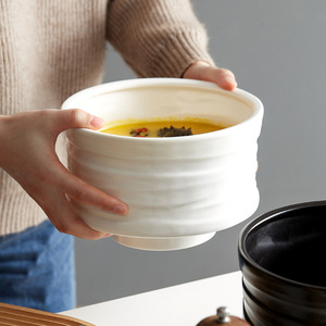 Ensemble de saladiers en céramique de style nordique, forme irrégulière esthétique et créative, passe au micro-ondes, pour hôtels et restaurants - Product Image 4