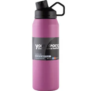 Bouteille d'eau pour Sport, de 1 l, anti-fuite, gourde thermique, en acier inoxydable, avec Logo personnalisable