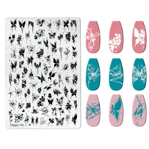 Thép không gỉ phim hoạt hình Ren Bướm hoa rắn <span class=keywords><strong>Panda</strong></span> móng tay nghệ thuật dập tấm <span class=keywords><strong>Stencil</strong></span> móng tay nghệ thuật khuôn <span class=keywords><strong>Stencil</strong></span> công cụ - Product Image 2