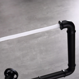 Robinets mitigeurs de cuisine et salle de bains, pour montage sur pont, Style rétro industriel, durables, en laiton <span class=keywords><strong>noir</strong></span>, IB8011, - Product Image 5
