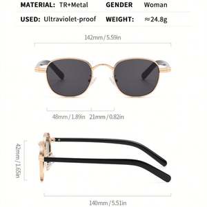 Lunettes de soleil rétro 2025 personnalisées avec logo, pour hommes et femmes, en alliage, style punk, protection UV400, monture métallique petite et carrée - Product Image 5