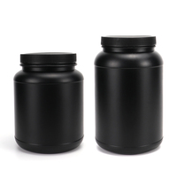 Bouteilles et pots de 2 litres et 3 litres, noirs mats, pour suppléments de protéines de lactosérum, avec bouchons noirs