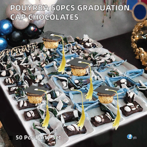 Decoraciones <span class=keywords><strong>de</strong></span> Chocolate <span class=keywords><strong>con</strong></span> Forma <span class=keywords><strong>de</strong></span> Birrete <span class=keywords><strong>de</strong></span> Graduación Cuadrado <span class=keywords><strong>de</strong></span> Plástico, 50 Piezas, Negro y Azul Oscuro, Set para Fiestas 2026, para Chocolates y <span class=keywords><strong>Dulces</strong></span> - Product Image 2