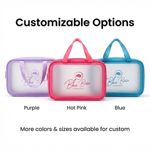 11.5 Inches <b>Large</b> Capacity PU Cosmetic <b>Bag</b> Waterproof Travel <b>Toiletry</b> <b>Bag</b> Portable Custom Logo Makeup <b>Bag</b> with Handle - Product Image 2