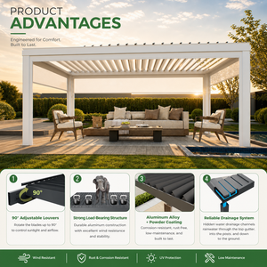 Pergola bioclimatique motorisée à lames orientables en aluminium, imperméable, pour jardin, <span class=keywords><strong>terrasse</strong></span>, gazebo, <span class=keywords><strong>prix</strong></span> direct usine, vente en gros - Product Image 3