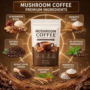 ผงกาแฟออร์แกนิกสำเร็จรูป OEM/ODM ผสมเห็ดหลินจือและเห็ดถั่งเช่า ได้รับการรับรองมาตรฐาน GMP และ HACCP อายุการเก็บรักษา 2 ปี - Product Image 2