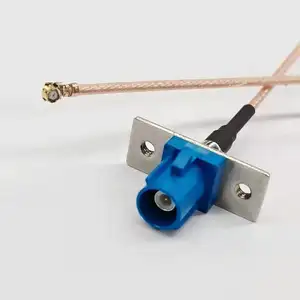 Conector coaxial RF para vehículos/FAKRA/SMB/macho corto/placa de doble engranaje/puente de cabeza única de dirección RG178