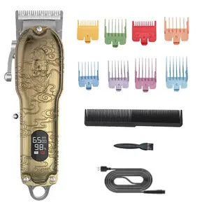JM106 Wholesale Customizable All-metal Golden Barber Professional Electric LCD Display Hair Clippers For Men Cordless