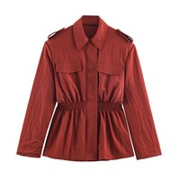 TAOP&ZA Manteau de chasse polyvalent décontracté pour femme, nouvelle collection automne 2026, à manches longues, col à revers et épaulettes rembourrées