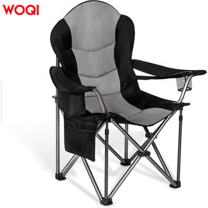 เก้าอี้พับกลางแจ้ง Woqi สีดำ ผ้า Oxford รูปทรงสี่เหลี่ยมผืนผ้า สำหรับสวน พร้อมพนักพิงหลังและช่องใส่แผ่นน้ำแข็ง - Product Image 3