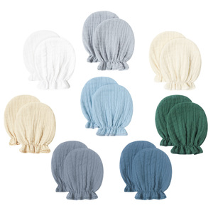 Gants en gaze anti-griffures pour nouveau-nés printemps-automne, à simple couche, avec poignets élastiques, vente en gros - Product Image 1