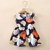 Robe d'été trapèze sans manches pour filles, imprimé pois de dessin animé, avec nœud décoratif, vêtements pour tout-petits, fournisseur en gros