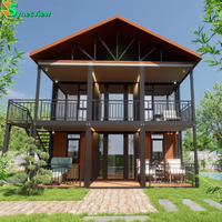 Maison préfabriquée extensible à double étage et double aile, idéale pour les gîtes de villégiature